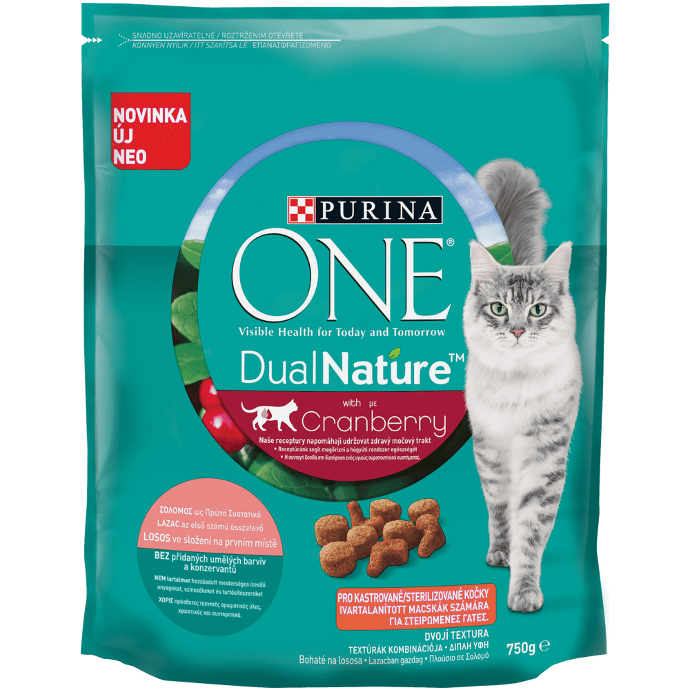 Purina ONE DUAL NATURE sterilised losos a brusnica 8x750 g